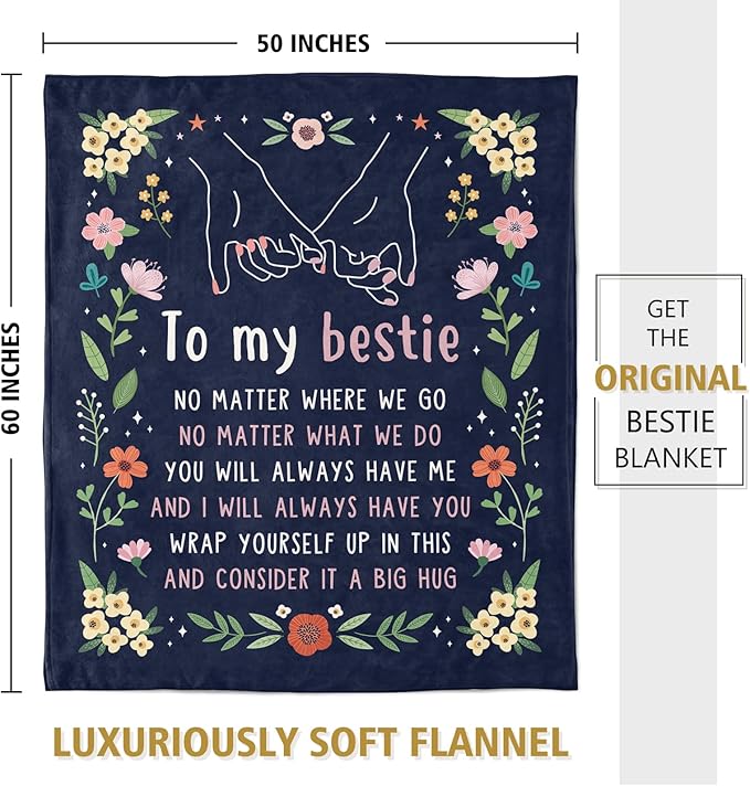 GiltGlimmer Friendship Gifts for Women Mothers Day, Best Friend Birthday Gifts for Women, Best Friend Blanket Gift, to My Bestie Throw Blanket for Christmas 60" x 50"