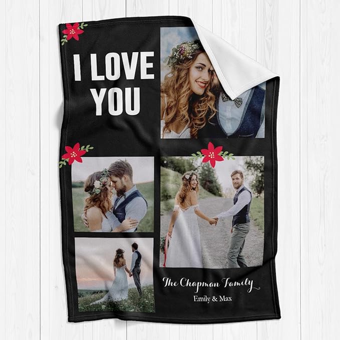 inkArts Custom Blankets with Photos, Personalized Photo Blankets Using My Own Photos, Customized Blanket with Pictures, Personalized Gifts for Women Men Baby Child