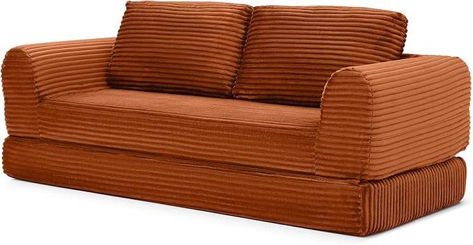Foldable Boneless Love Seat Couches in a Box, Modern Floor Foam Sleeper Sofa Bed 2-in-1 Convertible Cloud Sofa for Home Apartments Bedroom