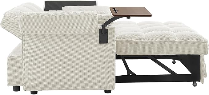 Eafurn 3 in 1 Convertible Sleeper Sofa Couch Bed,Padded Futon Loveseat Couch with Pull-Out Bed, 65" Oversized Recliner Loveseat Lounge Chaise w/Storage Armrest,USB, Side Table and Cupholders