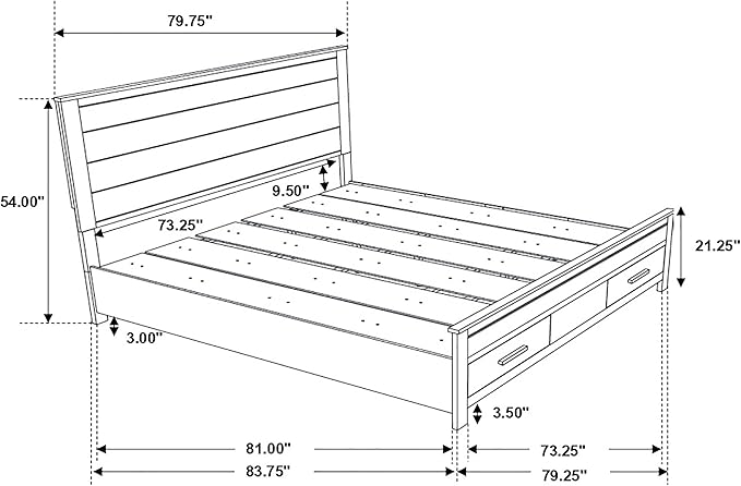 Coaster Home Furnishings Woodmont Farmhouse 4-Piece Bedroom Set Eastern King Size Storage Panel Bed Frame 54-inch Headboard Rustic Golden Brown 222631KE-S4