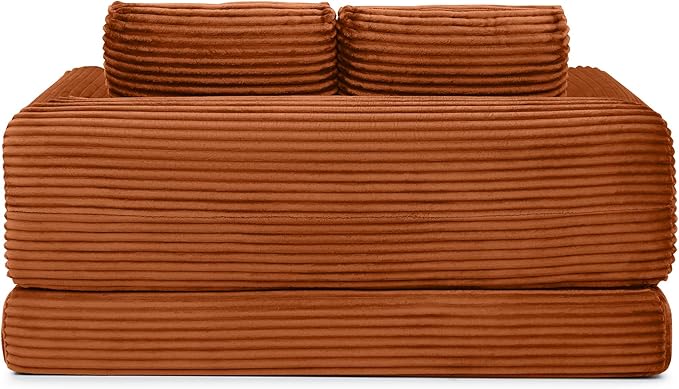 Foldable Boneless Love Seat Couches in a Box, Modern Floor Foam Sleeper Sofa Bed 2-in-1 Convertible Cloud Sofa for Home Apartments Bedroom