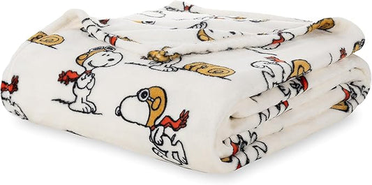 Berkshire Blanket Peanuts® VelvetLoft® Cute Character Snoopy Plush Blanket,Peanuts Red Baron,King 90 in x 108 in (Official Peanuts® Product)