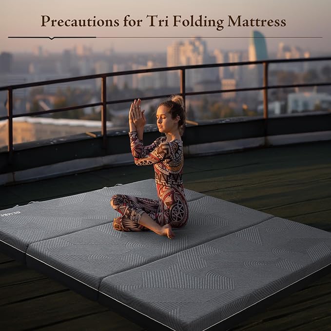 GEMBED Tri Folding Mattress King Size - Memory Foam Tri-fold Mattress, Handle & Non-Slip Bottom, Portable Foldable Sofa Bed Floor Chair for Travel RV Camping Guest Yoga - 6 Inch, 80"x76"x6"