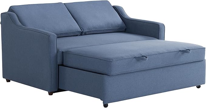 Serta® Corren 68.1" Queen Sized Convertible Sofa, Dream Coil® Comfort, Fingerguard® Pinch Point Protection, Sofa Chenille Fabric, Navy Blue