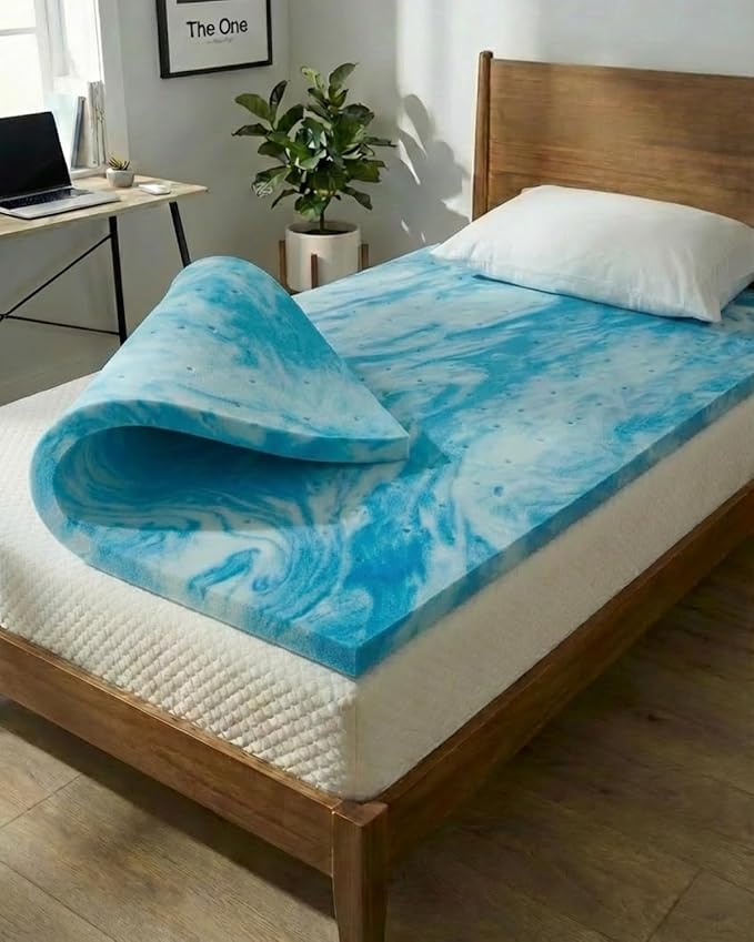 2 Inch Twin Memory Foam Mattress Topper - Cooling Gel Infused Bed Topper - Soft Ventilated Mattress Pad for Pressure Relief & Pain-Free Sleep - CertiPUR-US & Oeko-TEX