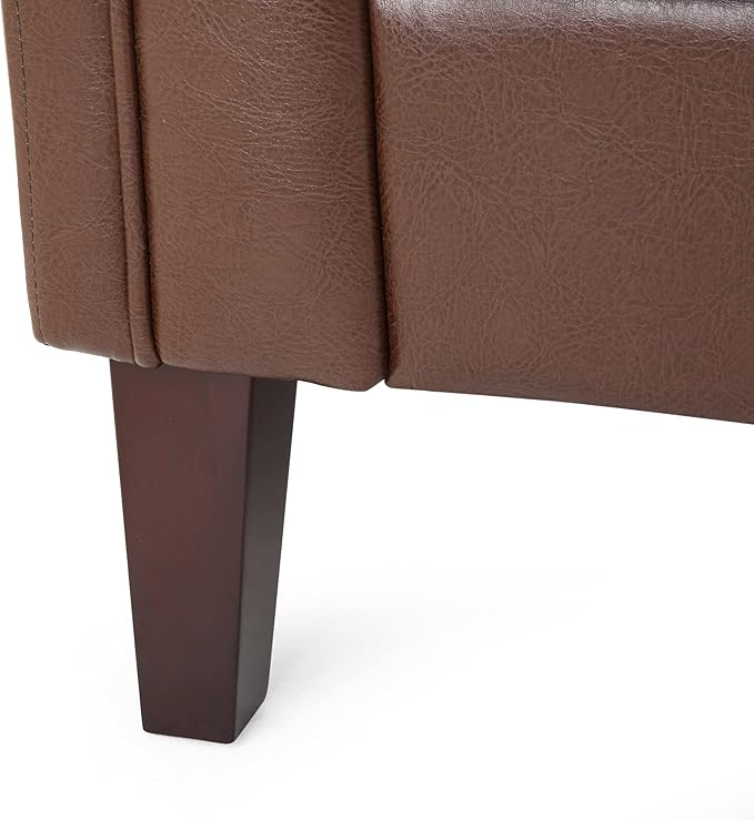 Pondway Tufted 3 Seater Sofa - Faux Leather - Dark Brown/Brown