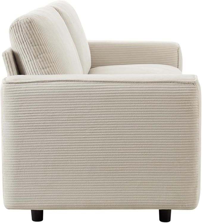AC Pacific Derek Modern Corduroy Accent Chair for Living Room, Tufted Arm Chair with Plush Upholstery, High-Density Foam, Sleek Black Legs, Durable Wooden Frame, Chair, Beige