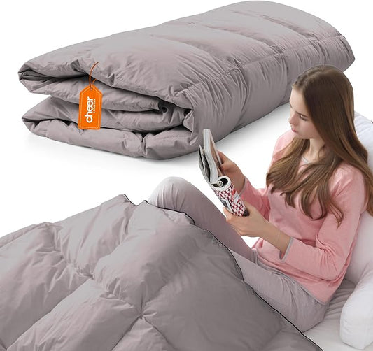 Cheer Collection Down Alternative Comforter - Ultra-Soft & Cozy Twin Size Duvet Insert, Lightweight Down Comforter for All-Season Warmth, Plush Bedding Twin Comforter, Gray