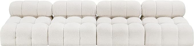 Meridian Furniture 611Cream-S136B Ames Collection Modern | Contemporary Modular Sofa with Rich Cream Boucle Fabric, Modular to Create Infinite Configurations, 136" W x 34" D x 28" H, Cream