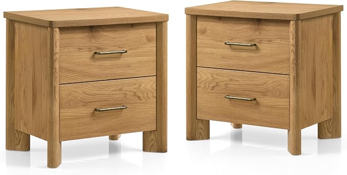24/7 Shop at Home Sawer Modern 23-inch Wood Nightstand Set of 2 with 2 Drawers and USB Ports, Wooden Night Stand for Bedroom, Apartment, Small Bedside Table, Oak - Image 8