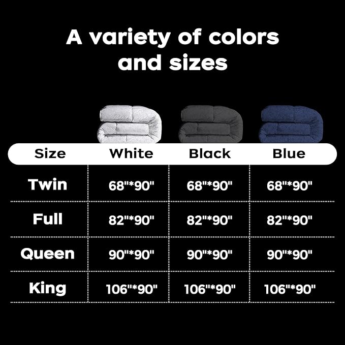 puredown® Goose Feather Comforter,Duvet Insert, Gusseted Ultra-Soft Noiseless Shell Medium Warmth Bedding Comforters (Black-All Season, King)