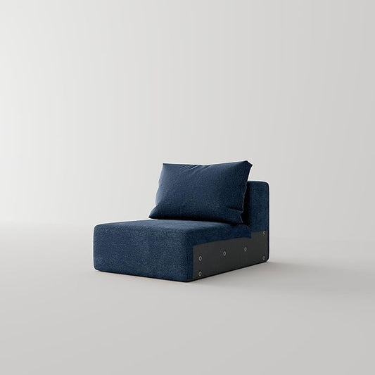Acanva Oversized Modular Sectional Sofa with Removable Washable Slipcovers, Modern Low Profile Deep Seat Couch for Living Room, Chenille-Royal Blue, Armless Chair