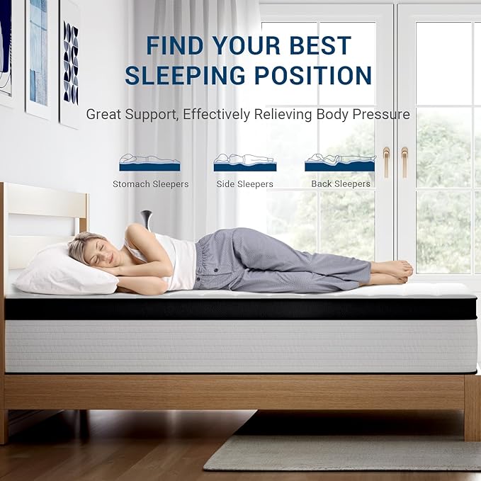 Avenco 14 Inch Queen Mattress in a Box, Medium Firm Hybrid Mattresses with Smarts™ Coil for Motion Isolation, Strong Edge Support, CertiPUR-US Certified