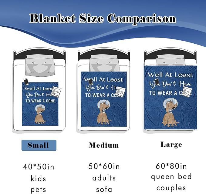 Get Well Gifts for Women/Men After Surgery, Sympathy Gift, Feel Better Soon Blanket, Surgery Recovery for Men, 'At Least You Don't Have to Wear A Cone' 40"x50"
