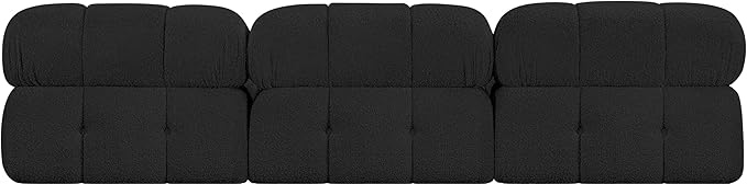 Meridian Furniture 611Black-S102B Ames Collection Modern | Contemporary Modular Sofa with Rich Black Boucle Fabric, Modular to Create Infinite Configurations, 102" W x 34" D x 28" H, Black