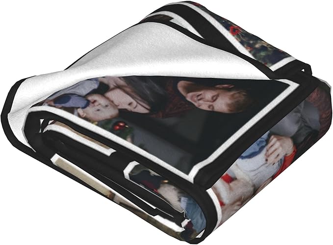 Gifts for Dad Custom Blanket with 8 Photo, Fathers Day Blankets with Picture to My Dad, HD Printing Customized Flannel Throw Blanket Gifts for Best Daddy Ever