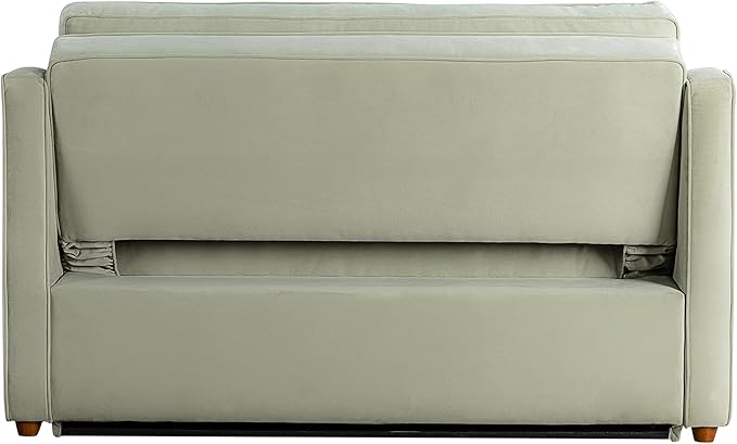 Serta® Santa Cruz 62.2" Convertible Loveseat, Full-Size, Recessed Track Arms, Dream Coil® Comfort, Fingerguard® Pinch Point Protection, Soft Velvet Fabric, Sage