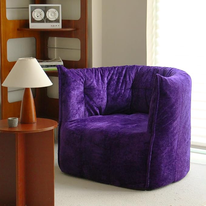 N&V Mid Century Brigantin Deep Relaxation Sofa, Soft Premium Chenille, for Living Room Bedroom and Office (Royal Purple, Single)