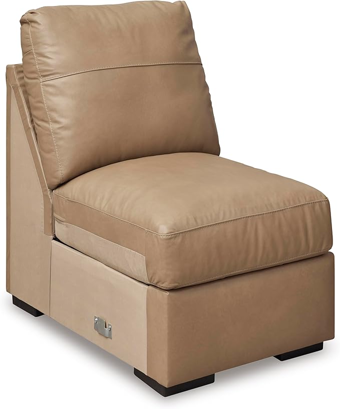 Signature Design by Ashley Bandon Modern Leather Match Left-Arm Facing 3-Piece Sectional with Removable Cushions and Armrest, Light Brown