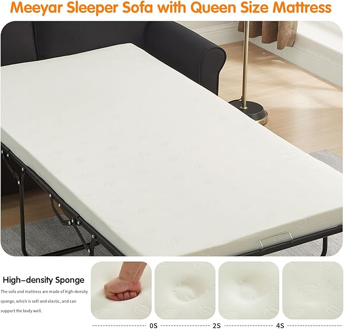 57" Pull Out Sofa Bed with Mattress, Convertible Sofa Bed Loveseat, Twin Sleeper Sofa Couch with Pocketed Coil Seating, Upholstered Fabric Sofa Bed for Small Spaces,Black | sofa bed, futon sofa bed, sofa bed couch, Sleeper Sofa, pull out sofa bed