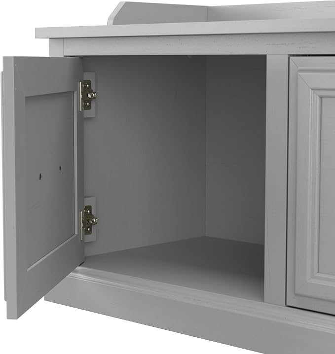 Bush Home Woodland 40W Hall Tree and Shoe Storage Bench with Shelves in Cape Cod Gray, Cubbies and Coat Hooks for Foyer, Mudroom, or Entryway - Image 4