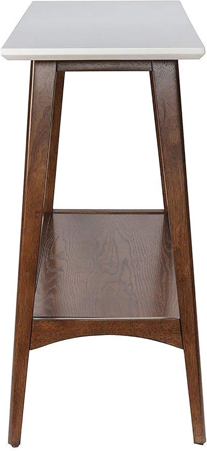 Madison Park Parker Console Tables-Solid Wood, Two-Tone Finish with Lower Storage Shelf Modern Mid-Century Accent Living Room Furniture, Medium, Off-White/Pecan