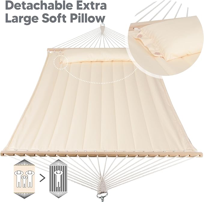 SUNCREAT Hammocks Replacement Hammock for Stand, 475 lbs Capacity, Two Person Backyard Hammock for Outside, Beige - Image 4