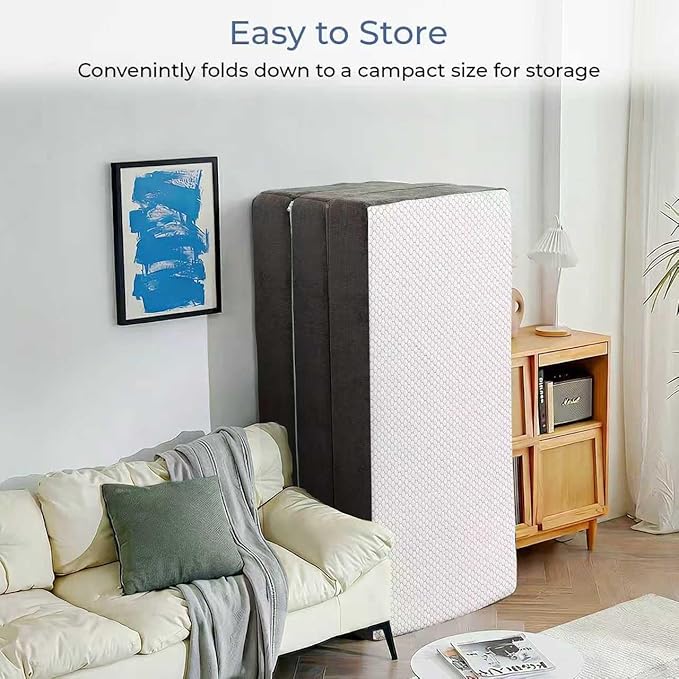 Odorless Foldable Mattress Queen Size 80" x 60" x 8", 8 Inch Medium Firm Folding Foam Mattress with Storage Bag, Fiberglass Free Trifold Memory Foam Mattress for RV, Guest Bed