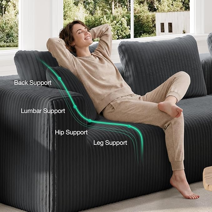 Novilla Modular Sectional Sofa, Modern Cloud Sectional Couch with Smarts Coil® Support, Upholstered Boneless Couch for Living Room Apartments Bedroom, No Assembly Required, Dark Gray (Ottoman)