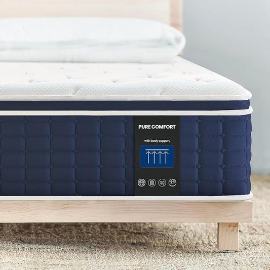 Coolvie Twin XL Mattress 14 Inch, Gel Memory Foam Bed in a Box, Adaptive Support Breathable Hybrid Mattresses with CertiPUR-US Certified, Double Coesoling Individually Coil & Medium Plush Support