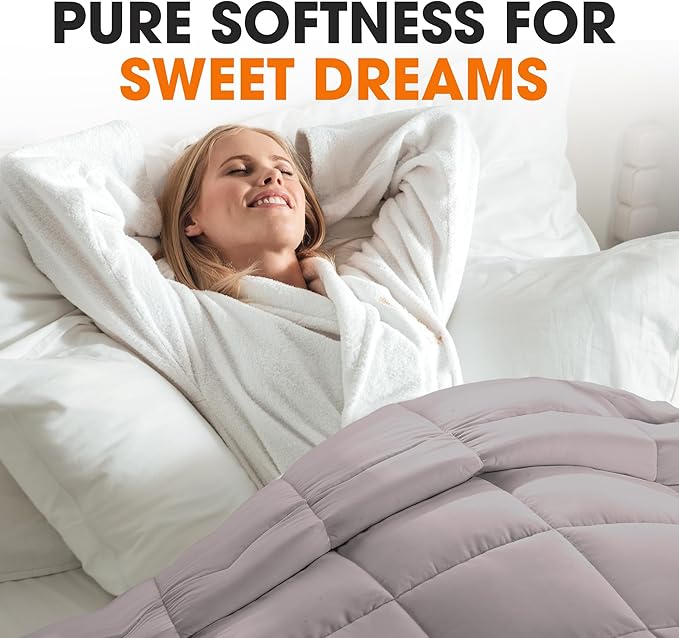 Cheer Collection Down Alternative Comforter - Ultra-Soft & Cozy Twin Size Duvet Insert, Lightweight Down Comforter for All-Season Warmth, Plush Bedding Twin Comforter, Gray