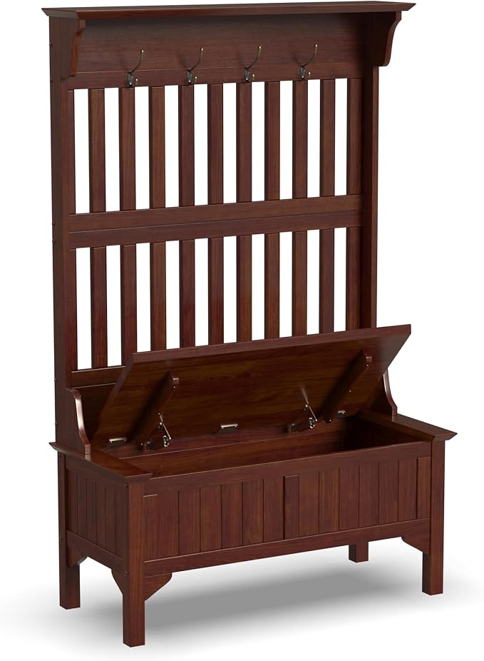Homestyles General Line Cherry Hall Tree with Bench - Image 4