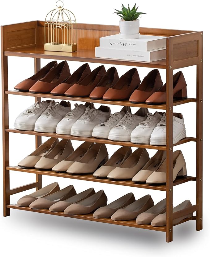 latifolia Bamboo Shoe Rack, 5-Tier Shoe Rack Organizer for Entryway, Living Room(Brown, 31.4''L) by Latifolia