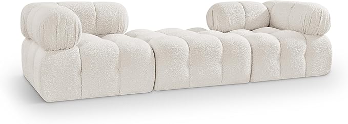 Meridian Furniture 611Cream-S102D Ames Collection Modern | Contemporary Modular Sectional with Rich Cream Boucle Fabric, Modular to Create Infinite Configurations, 102" W x 34" D x 28" H, Cream