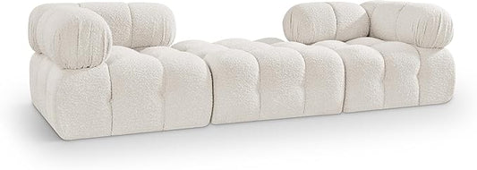 Meridian Furniture 611Cream-S102D Ames Collection Modern | Contemporary Modular Sectional with Rich Cream Boucle Fabric, Modular to Create Infinite Configurations, 102" W x 34" D x 28" H, Cream