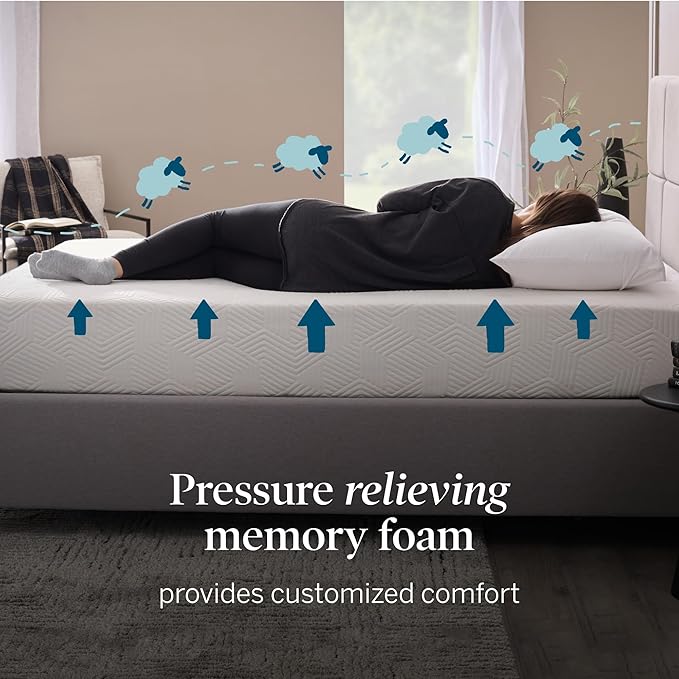 Lucid 12 Inch Memory Foam Mattress - Medium Plush Feel - Infused with Refreshing Bamboo Charcoal and Cooling Gel - Bed in a Box - Temperature Regulating - Pressure Relief - Breathable - Queen Size