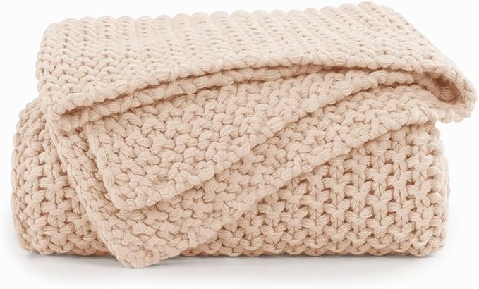 BEDELITE Chunky Cable Knit Throw Blanket, Acrylic Chunky Knitted Blankets, Super Soft Cozy Woven Pink Twin Blanket for Sofa Couch Bed Room Home Decor, Gift for Women, 60"x80"