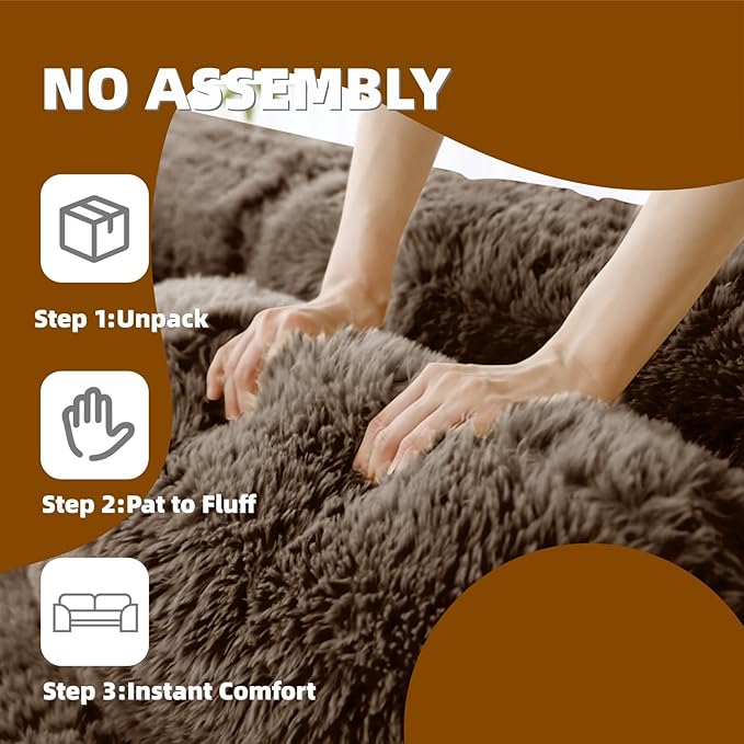 114.7" Sectional Sofa Bed, 6-Seater Modular Sleeper Boneless Couch with Movable Ottoman, Plush Convertible Sofa Set Deep Seat Couches for Living Room, Bedroom and Apartment, Chocolate