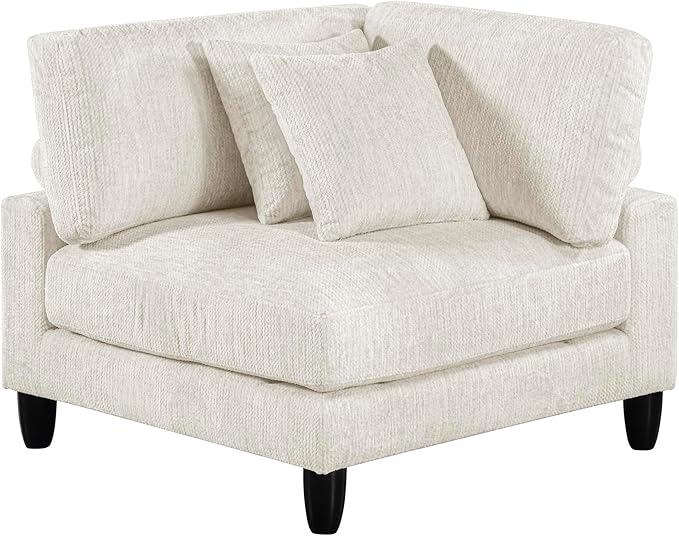 Lexicon Modular Sectional Sofa for Living Room, Microfiber Upholstery Corner Seat with 2 Pillows, Units of Modular Sectional Couch, Upholstered Chair for Customizable Sectional Sofa Couch, Beige