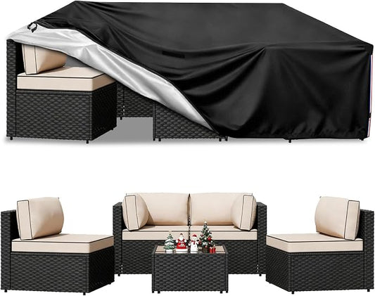 Patio Furniture Covers Waterproof,Heavy Duty Outdoor Furniture Covers, Rectangle Patio Table Cover Fits 5-8Piece Sectional Set Outdoor Chair Couch Table Sets (126" L x 63" W x 28" H) by Unknown
