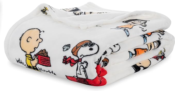 Berkshire Blanket VelvetLoft Cute Character Snoopy Plush Blanket, Peanuts Gang, Full/Queen 90 in x 90 in (Official Peanuts Product)