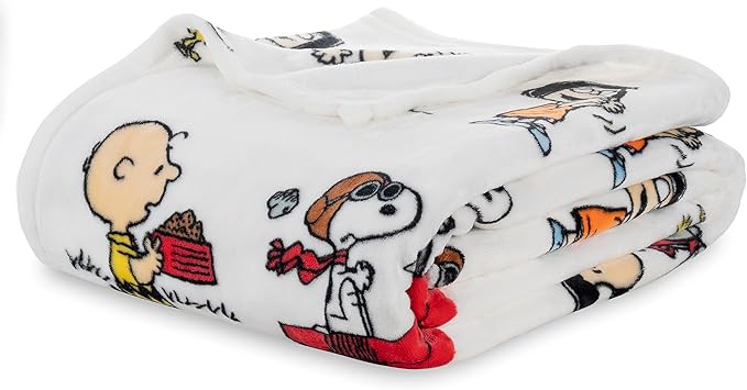 Berkshire Blanket Peanuts® VelvetLoft® Cute Character Snoopy Plush Blanket,Peanuts Stripe Multi,King 90 in x 108 in (Official Peanuts® Product)
