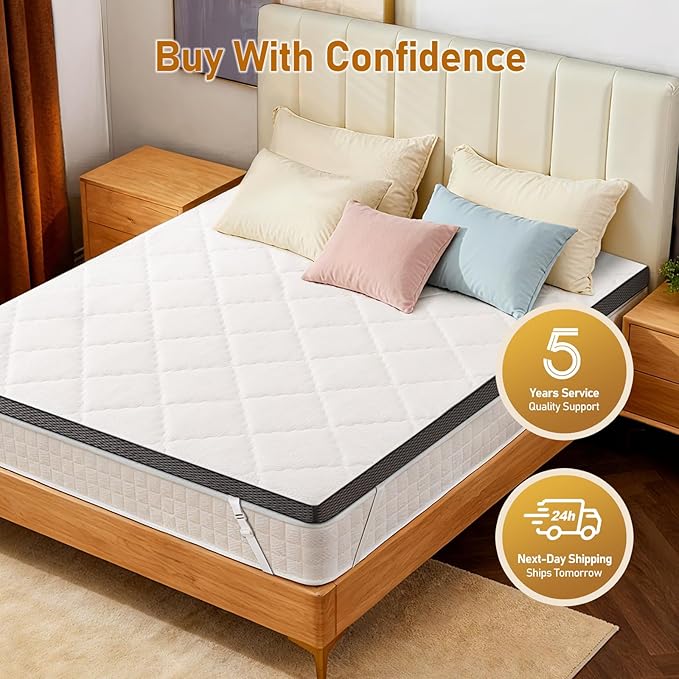 Glendan Firm Mattress Topper Twin: 3 Inch Firm Bed Topper, Comfortable and Supportive Mattress Pad for Back Pain, Breathable Washable Cover with Anti-Slip Straps, CertiPUR-US Oeko-Tex Certified 75x38