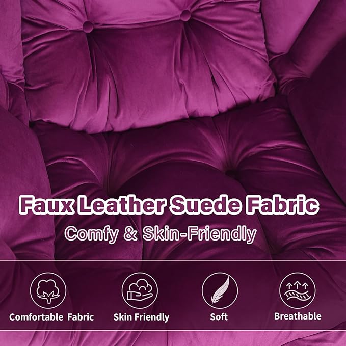 Lazy Chair with Ottoman, Modern Accent Chair Lounge Leisure Sofa Chair with Armrests, Reading Chair and Folding Footstool for Living Room, Bedroom, Office, Plush Pink