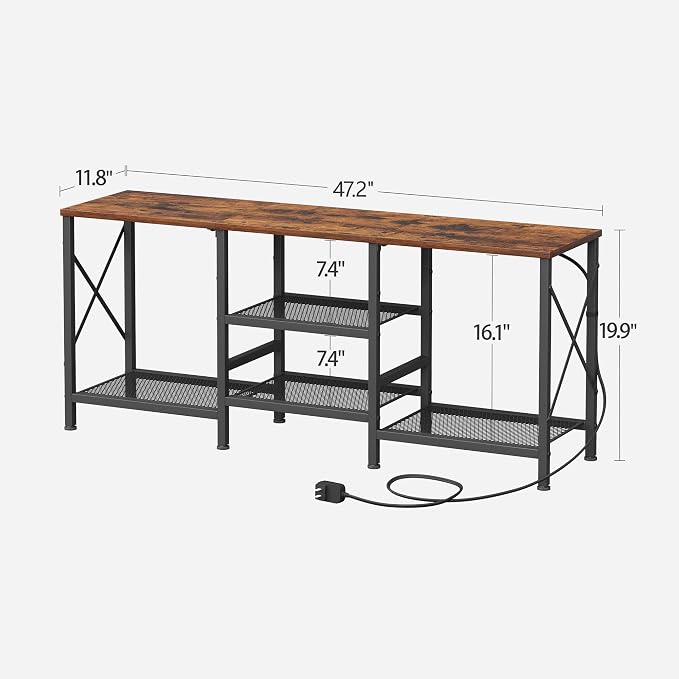 JARHETUN TV Stand with LED Lights for 55 Inch TV, Entertainment Center with 3-Tier Open Shelves, TV Console Table for Living Room, Bedroom, Rustic Brown - Image 3