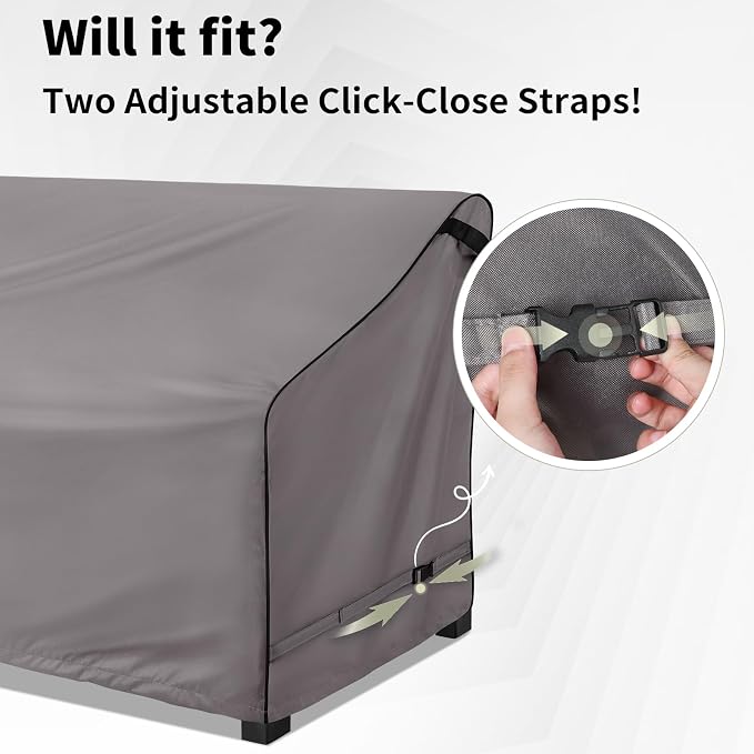 KylinLucky Outdoor Furniture Covers Waterproof, 3-Seater Patio Sofa Cover Fits up to 62W x 38D x 35H inches - Image 8