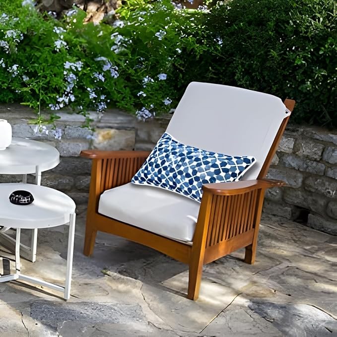 JMGBird Outdoor Throw Pillows Set of 2-12x20 Inch Water-Repellent Decorative Cushions for Patio Furniture, Garden Couch, Outdoor Living Spaces (Blue)