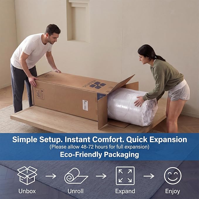 Profus Full Mattress, 14 Inch Full Size Mattress, Memory Foam Mattress Medium Firm, Individual Pocket Coils for Motion Isolation & Edge Support, CertiPUR-US Certified, Hybrid Mattress in a Box