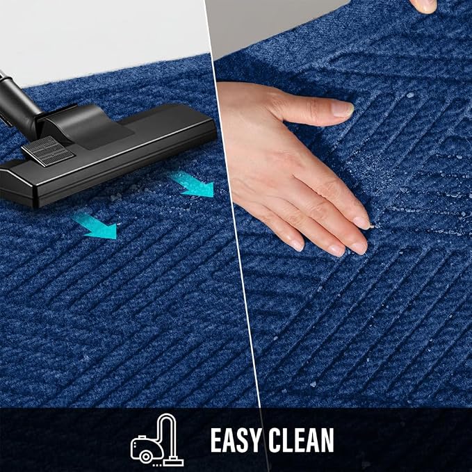 HIYARD Sturdy Front Door Mat, Absorbent Muddy Dirt Resist Welcome Door Mats Outdoor Indoor, Stain and Fade Resistant, Non-Slip Rubber Backing Low Profile Doormat for Entryway, 30??17, Blue - Image 7